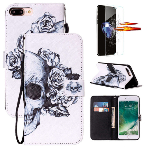 Separated&Struggling Accessories - Skull Pattern Leather Cover iPhone 7/8